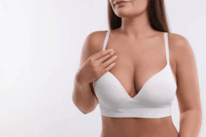 stock image of a woman wearing a white bra in Plano, TX